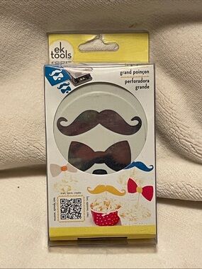 Large Mustache Punch - White and Yellow